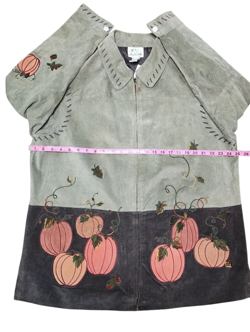 Leather Quacker Factory Pumpkin Embroidered Zip Up Jacket New With Tags Size 1X - Picture 6 of 11